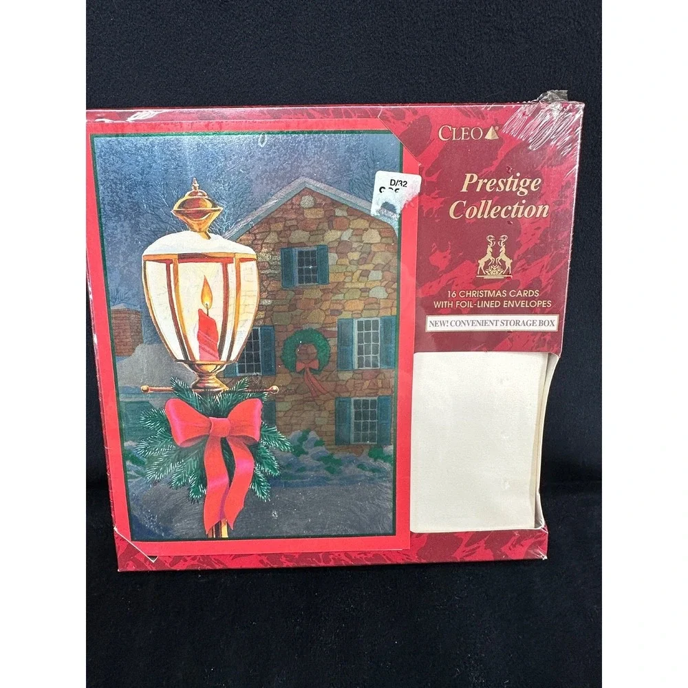 Christmas Cards Lot of 2 Boxes 34 Total Cards Metallic 90s Christmas Cards